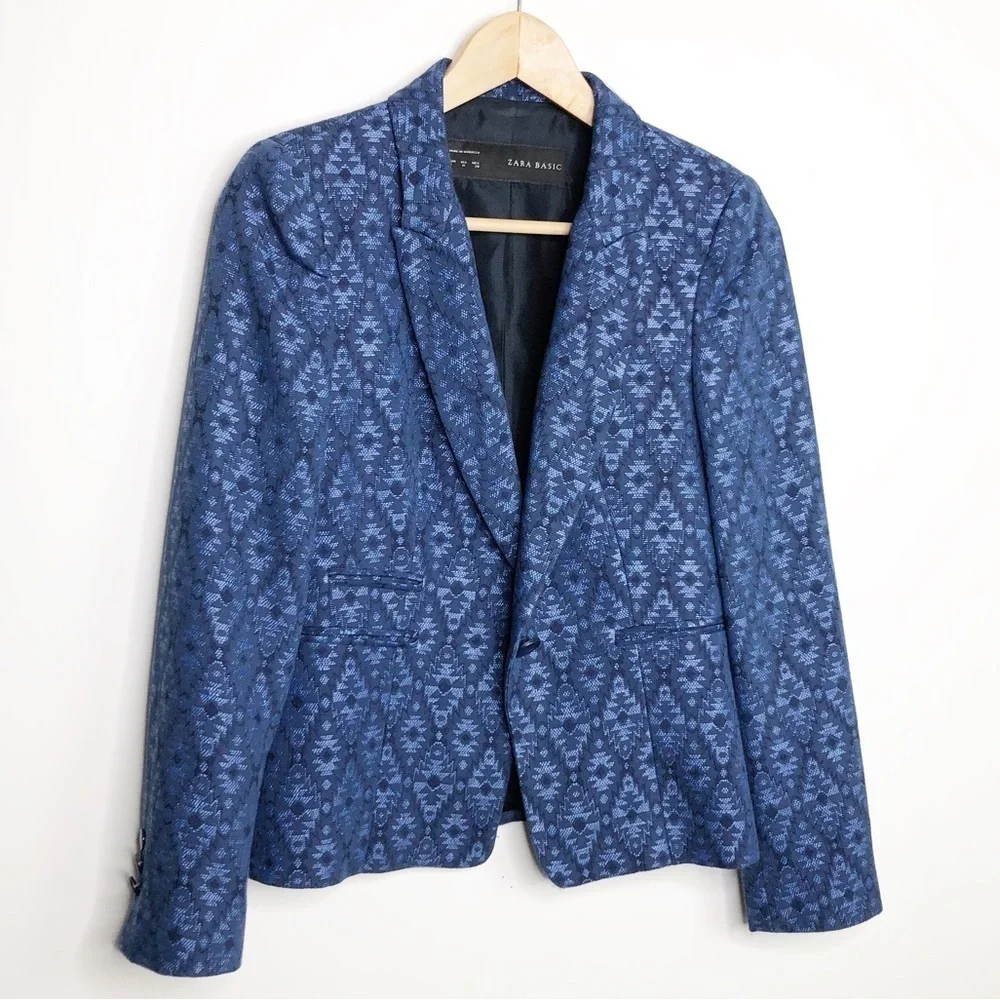 𝅺Zara basic Navy blue one button closure blazer